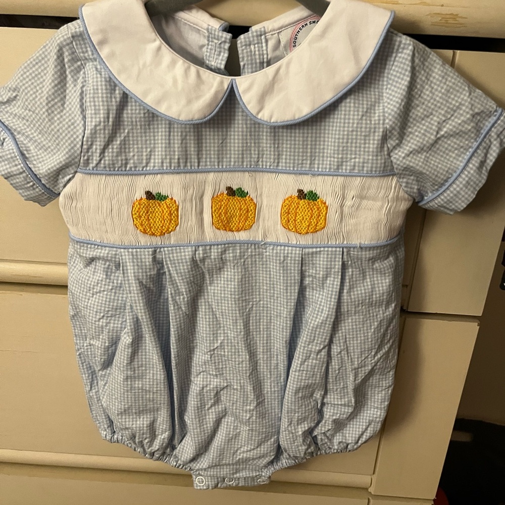 Charming Blue Gingham Pumpkin Baby Costume